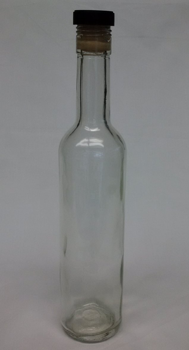 375ml clear tall long neck glass bottle with black push lid (12pk)