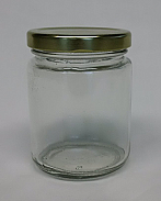 8oz. clear straight side jar with 63TW Gold Metal Lid (12pk)